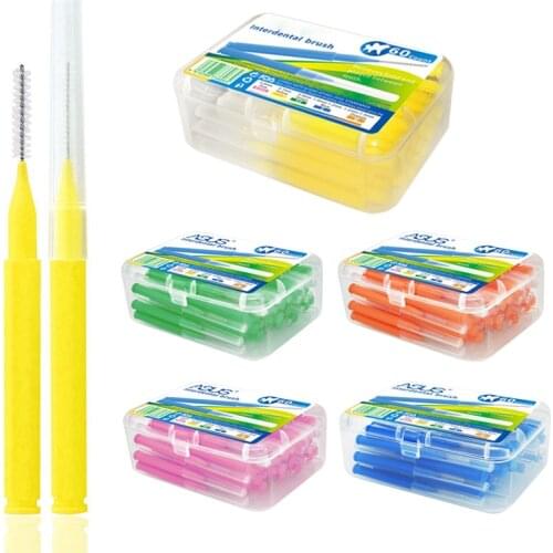 60Pcs 0.6-1.5mm Interdental Brushes Health Care Tooth Push-Pull Escova Removes Food And Plaque Better Teeth Oral Hygiene Tool