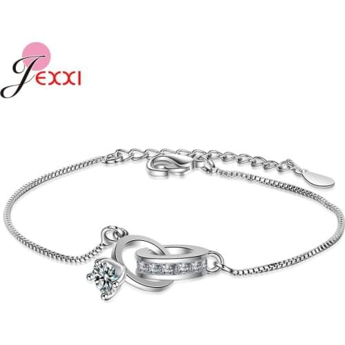 Top Quality Shiny 925 Sterling Silver Cubic Zirconia Pendant Bracelets Bangles For Wife Mom Daughter Birthday Party Jewelry Gift