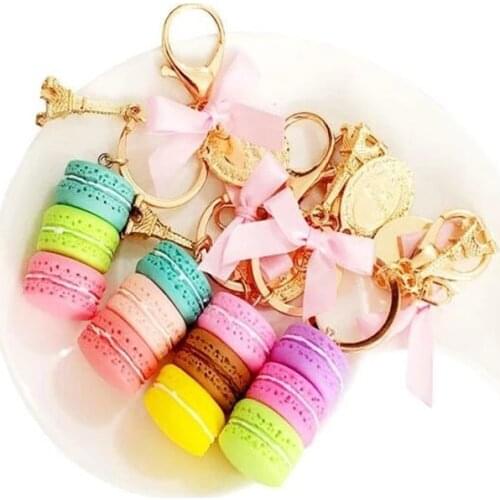 Resin Macaron Cake Keychain Metal Eiffel Tower Bag Charm keyring Wedding Supplies Keychain Favors DHL Free Shipping