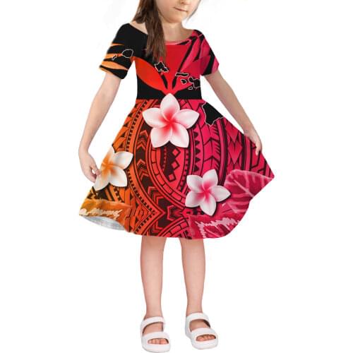 HYCOOL 2021 Dress Cute Red Hawaii Flower Colorful Girls Party Dresses For Kids Clothes Little Toddler Princess Dresses Vestido