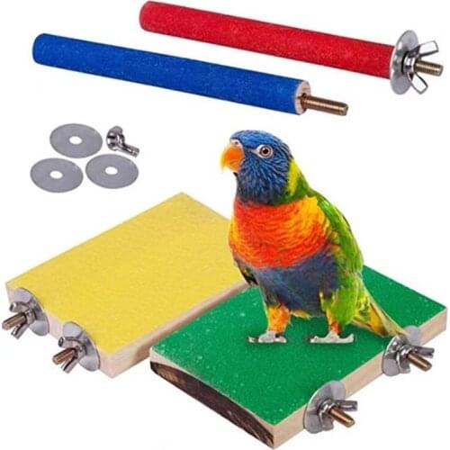 Parrot Bird Gnawing Toy Frosted Springboard Pole Board Stick Station Stick Rest Table 4-piece Set Pet Bird Cage Accessories