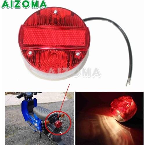Round Motorcycles Rear Brake Taillight w/ License Plate Lights For Suzuki TS125/TS150/TS250 Simson SR50/S51 MZ ETZ150 ETZ251