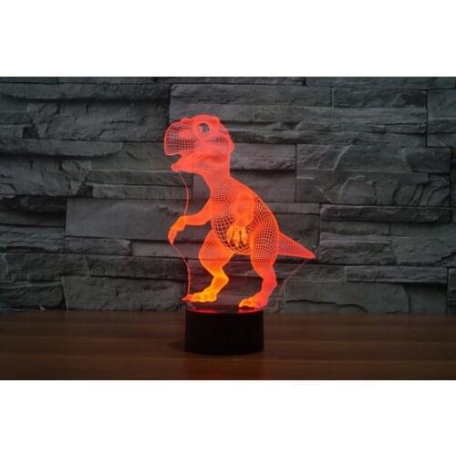Cute Dinosaur 3D LED Night Light Action Figure 7 Colors Touch Table Decoration Light Optical Illusion Model