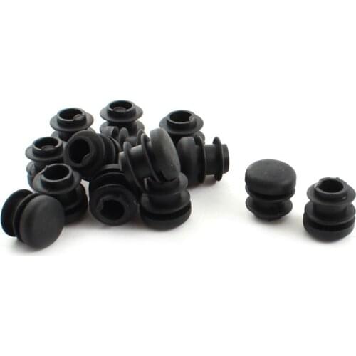 Fashion Boutique 15Pcs Black Plastic Blanking End Cap Round Tube Insert Pipe Bung 16mm