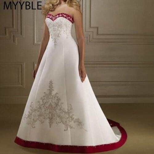 MYYBLE Embroidery Wedding Dresses 2021 Long A Line Sexy Strapless Bridal Dress Vintage Wedding Gown Mariage Robe De Soiree