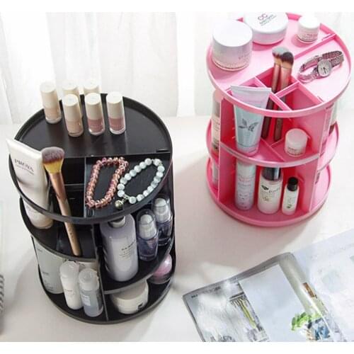 Top New 360-degree Rotating Makeup Organizer Brush Holder Jewelry Organizer Case Jewelry Makeup Cosmetic Storage Box Shelf