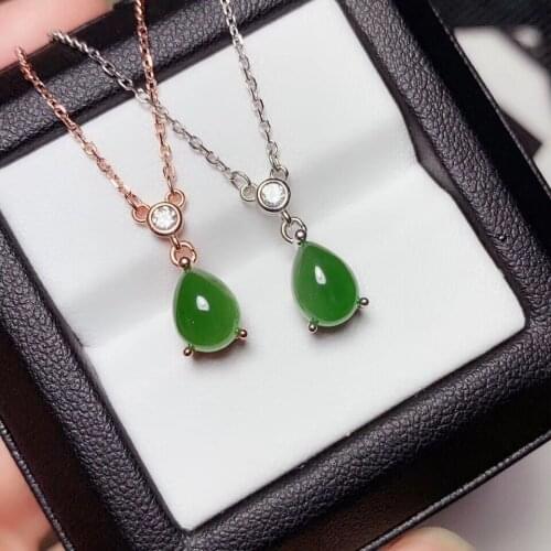 New design necklace natural Jasper green gemstone jewelry. Simple and exquisite