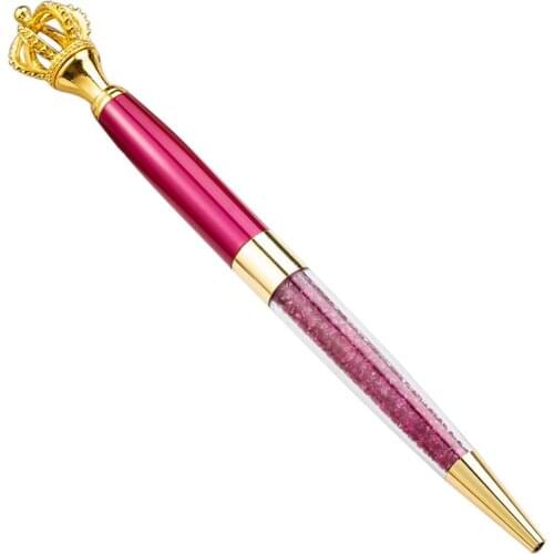 Durable Crown Ballpoint Pen Rotating Pocket-size Crystal Penholder Portable Ballpen Office School SupplyExquisite Writing Tool