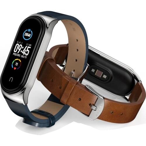 Leather Strap for Amazfit Band 5 Bracelet Wrist Strap for Xiaomi Mi Band 6 5 Wristbands Pulseira Smart Accessories