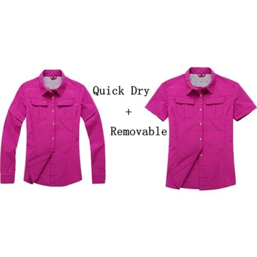 2019 summer hot sale Womens Removable Quick Drying Sports Short sleeve Shirts Outdoor Breathable camping Hiking Fishing Shirts