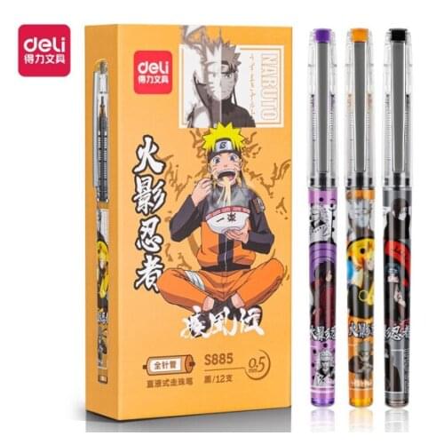 Deli Pens Large Capacity 3pcs Naruto Rollerball Pen for School Cute Stationary Supplies Office Accessories Anime Pen Kids Gift