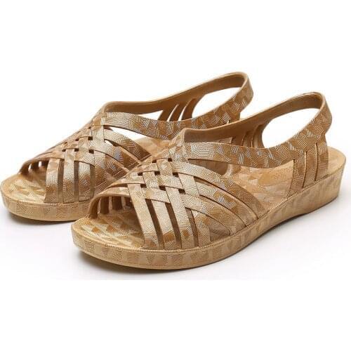 Women Clogs Jelly Sandals Non-slip 2021 Summer Female Flat Slippers Peep Toe Shoes Lady Girls Cool Hollow EVA Garden Sandals