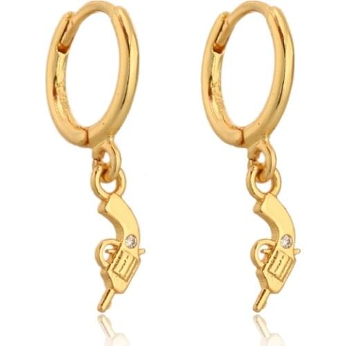 WholesaleClear Zircon Gun Pendant Drop Earring Women Special Design Women Piercing Ohrringe Fashion Party Jewelry Pendientes