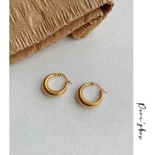 PerisBox Gold Chic Small Hoop Earrings Moon Shaped Thick Hoops Earrings for Women Solid Statement Earring Jewelry Wholesale
