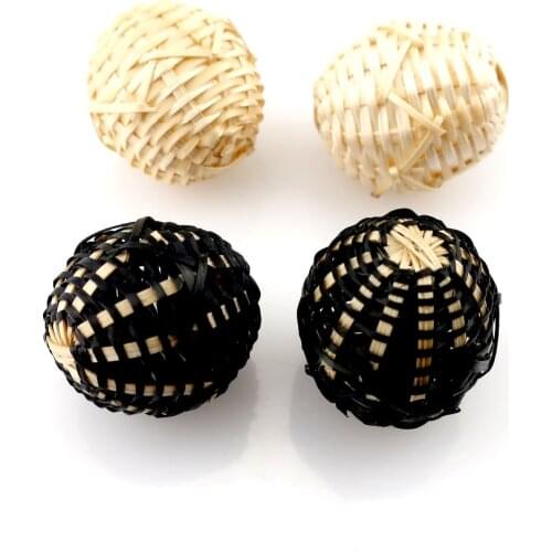 1pc Handmade Wooden Straw Weave Rattan Ball Pendants Braided Charms for DIY Jewelry Making Ear Earrings Necklace Accessories