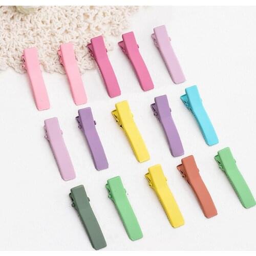 10pcs 5cm Colorful Hair Clips Metal Bezel Base Hairpins Duckbill Crocodile Clip Barrettes For DIY Jewelry Making Hair Accessorie