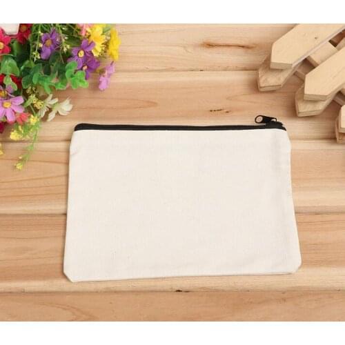 10pcs/lot 19cmx15cm Customized Logo Cosmetic Bag blank canvas zipper Pencil cases pen pouches cotton makeup bags Without Lining