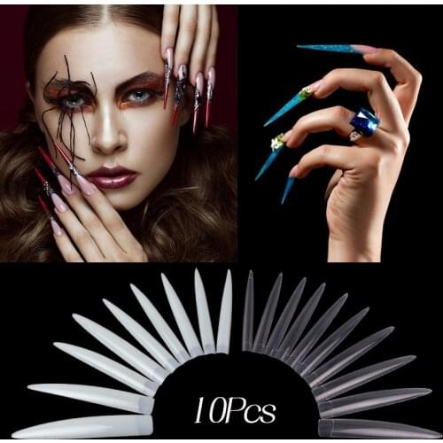 10 Pcs Fake Nails Tips Transparent Nature Color for Extension Fashion False Nail Tips Accessories for DIY Manicure Display