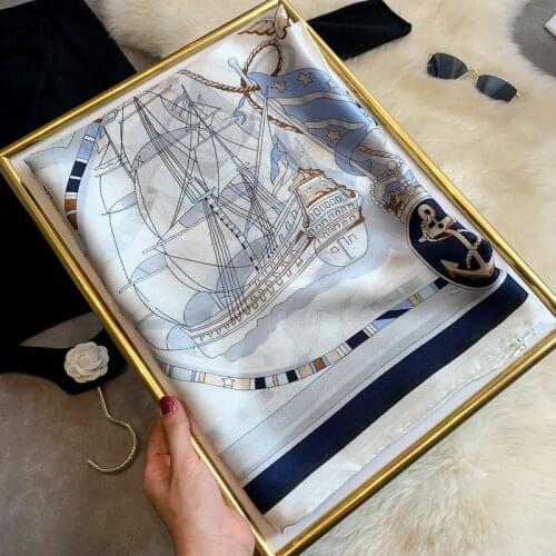 100% Pure Silk Square Scarf and Shawl Women Printed Wraps 110X110CM Square Scarf Silk 2021 Spring Summer New Neck Scarves Hijabs