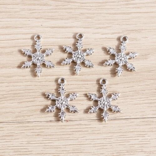15pcs 18*23mm Zinc Alloy Christmas Snowflake Charms Pendants for Jewelry Making Drop Earrings Pendants Necklaces DIY Crafts Gift