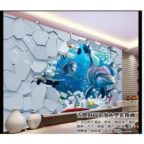 3D wall murals wallpaper custom picture mural wall 3D frescoes underwater world three - dimensional painting background wall