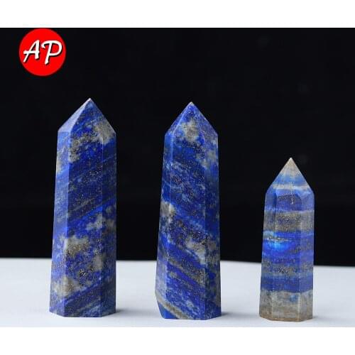 5-8cm Natural Quartz Column Lapis Lazuli Crystal Point Therapeutic Stone Energy Wand Home Decoration