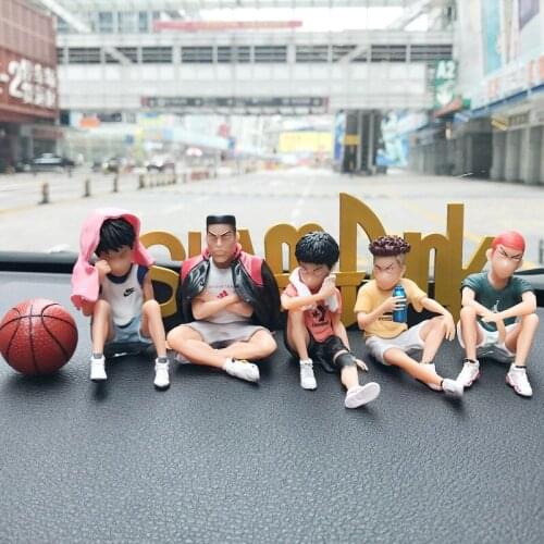 5pcs/set Slam Dunk Figure Set For Car Ornaments Hanamichi Sakuragi Rukawa Kaede Takenori Miyagi Shohoku Figure PVC Model Toys