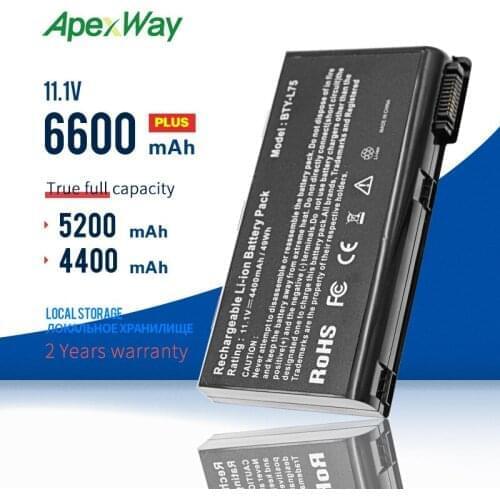 Apexway BTY-L74 BTY-L75 MS-1682 Laptop Battery for MSI A5000 A6000 A6200 CR600 CR620 CR700 CX630 EX460 EX610 CX623 CX705X A7005
