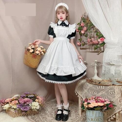 Amine Cute Lolita Dress French Maid Cosplay Costume Outfits Girls Woman Waitress Maid Party Stage Costumes Uniform Lovers