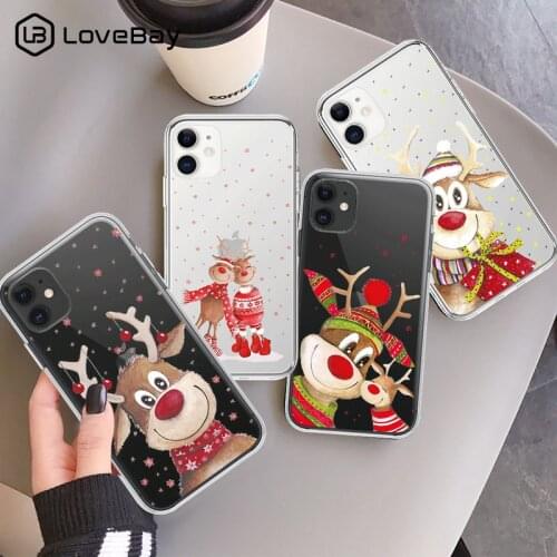 Christmas New Year Gifts Elk Snow Phone Case For iPhone 11 12 Mini Pro X XR XS Max 8 7 6 6s Plus 5 5s SE 2020 Santa Soft Cover