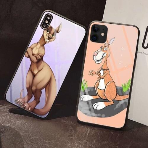 Cute kangaroo Phone Case Tempered Glass For iPhone 12 Pro Max Mini 11 Pro XR XS MAX 8 X 7 6S 6 Plus SE 2020 case