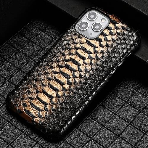 Genuine Python Leather Phone Case For iPhone 12 Pro Max 12 Mini 11 Pro Max X XS Max XR 5 6 6s 7 8 Plus SE 2020 Snakeskin Cover