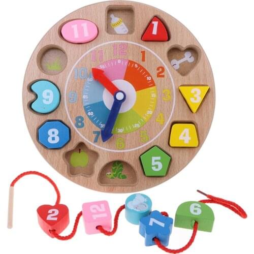Wooden Digital Clock Color Shape Sorting Toy Kids Educational Toy for Boy & Girl