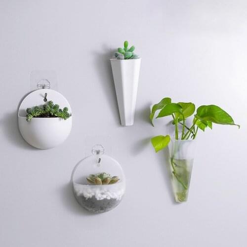 Hydroponic Wall Hanging Flower Pot Vases Lazy Creative Plastic Green Radish Planter Garden Indoor Decor Succulent Planter
