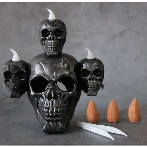 Halloween Horror Skull Head Light Pumpkin Lamp Electronic Candle Light Haunted House Decorations Home Decor