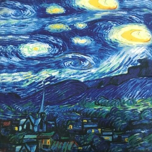 Van Goghs Oil Painting Starry Sky Silk Scarf Women Fashion Silk Feeling Square Scarves for girl Head Neck Tie Band Neckerchief