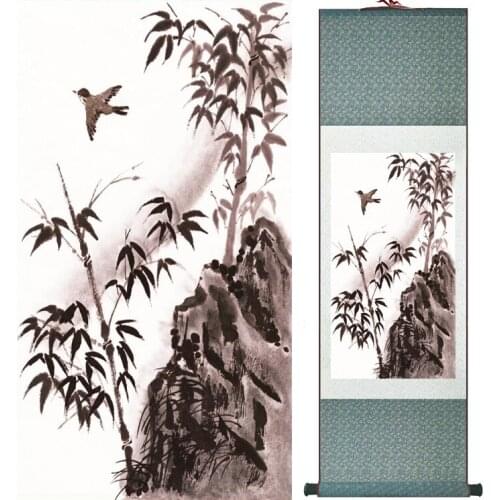Bamboo painting Chiense characters and Flower painting Home Office Decoration Chinese scroll painting041111