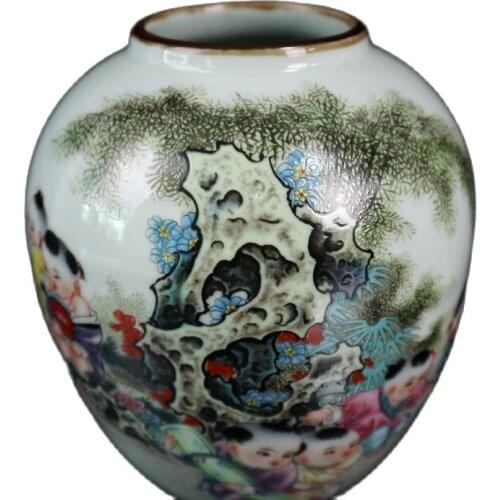 Chinese Old Porcelain Pastel Jar With Painted Baby Picture Jar Pattern Storage Tank