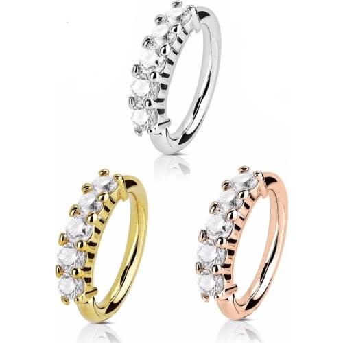 3 Colors Piercing Nose Ring Expander Seamless Segment Ear Nose Hoops Gold Color Tragus Cartilage Earrings Nostril Body Jewelry