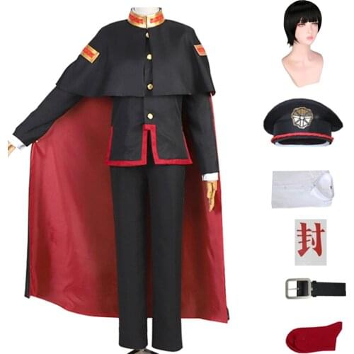 Anime Toilet-Bound Hanako-kun Cosplay Costume Wig Jibaku Shounen Hanako kun Uniform Shirt Pants Cloak Full Set Halloween Outfit
