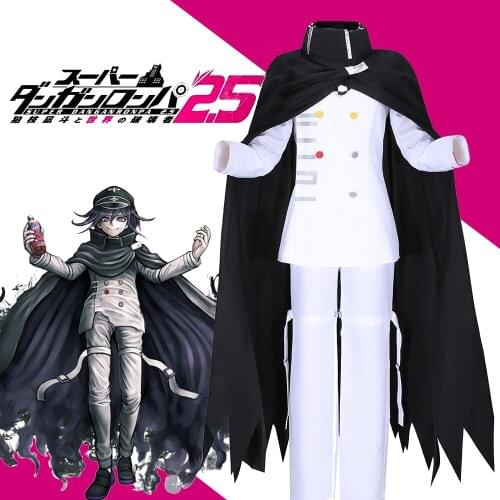 Danganronpa V3 Kokichi Ouma Cosplay White Uniform Halloween Fancy Outfit Pants Full Set Costume With Scarf Cloak