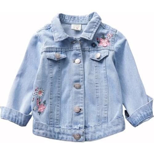 2019 Spring Autumn 2-6 yrs Girls Denim Jackets Thin Coat Baby Girl Embroidery Outwear Childrens Jeans Coats Jacket Kids Clothes