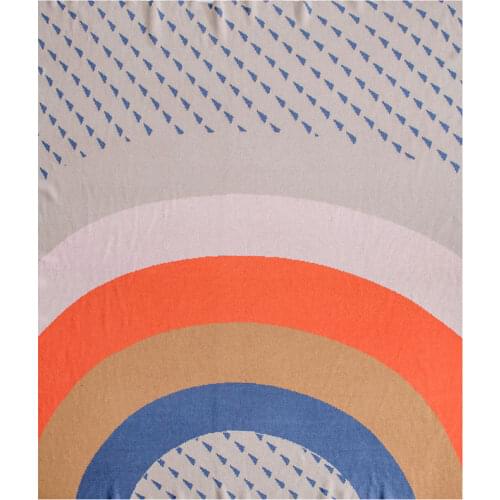 Papa&Mima Rainbow Stripes Waves Geometric Knitted Summer Quilted Thread Blanket Throws Cotton Nap Air-conditional Bedspread