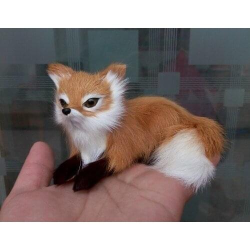 Simulation cute fox 11x4x6cm toy model polyethylene&furs fox model home decoration props ,model gift d198