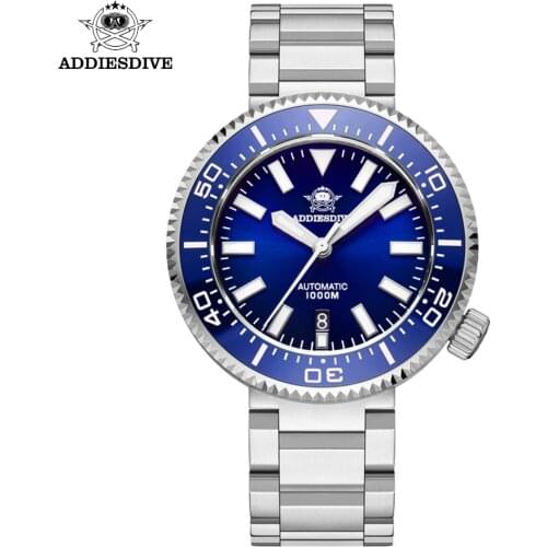 ADDIES Ice Hockey 1000m Dive Watches Japan NH35 Ceramic Bezel Sapphire Steel Dive Watches Automatic Mechanical Wristwatch Men