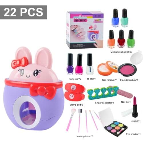 22pcs Girl Nail Care Play Set Manicure Machine Girl Makeup Box Creative Nail File Makeup Brush Eyeshadow Palette Lipstick Set