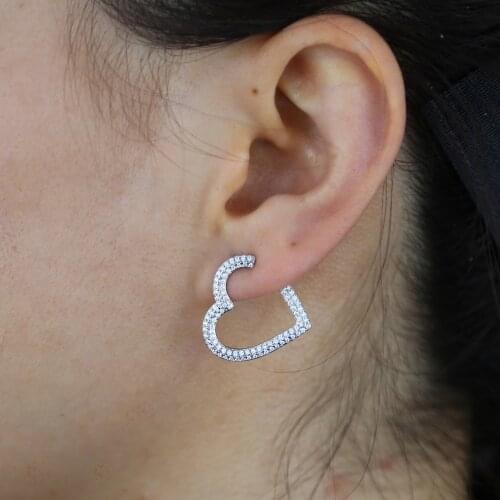 2021 New Fashion Jewelry Heart Shape Inlaid Rhinestone cz Eearrings Good Quality for Women Girls Daughter Girlfriend Mother Gift