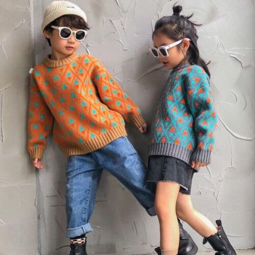 New Knitting Autumn Spring Winter Pullover Turtleneck Sweater Girls Kids Childrens Warm Thicken Printing Clothing Plus Velvet