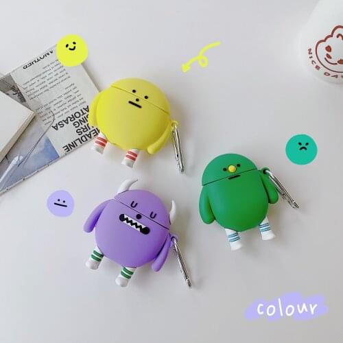 New For AirPods Case 3D Cute Cartoon Monsters Earphone Case For Apple Airpods 2 Protect Cover with Keychain