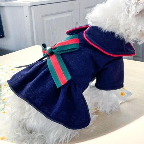 Dog Clothes Student Style Bow Dress For Small Dog Puppy Pet Cat Spring Summer Hot Pet Cool Costume Pet Clothes Skirt Wholesale